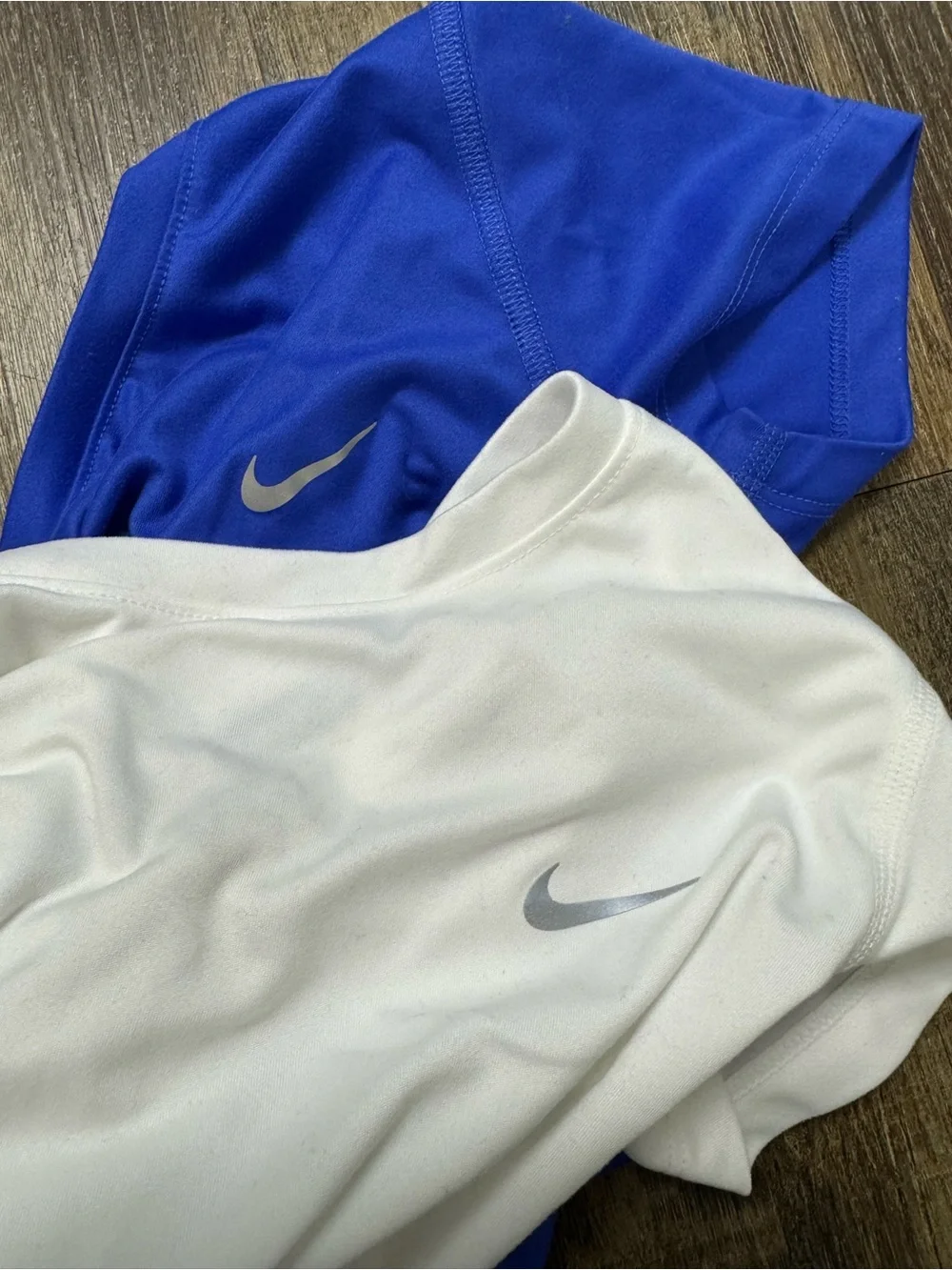 Nike White Short Sleeve Dri-FIT Running Tee with Gray Swoosh Bundle Of 2